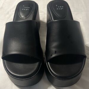a new day Black Platform Slide Sandals